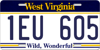 WV license plate 1EU605