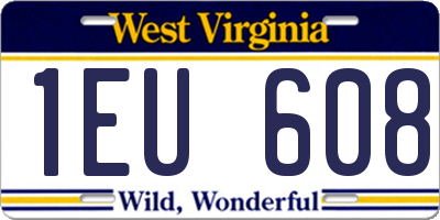WV license plate 1EU608