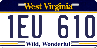 WV license plate 1EU610