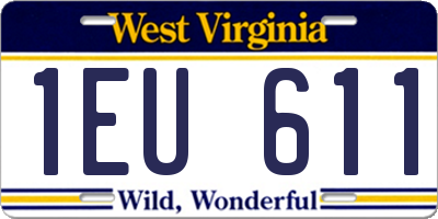 WV license plate 1EU611