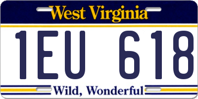 WV license plate 1EU618