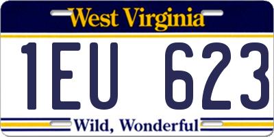 WV license plate 1EU623