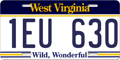 WV license plate 1EU630