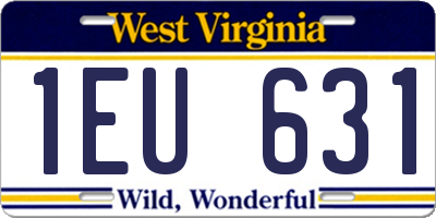 WV license plate 1EU631