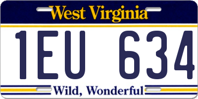 WV license plate 1EU634