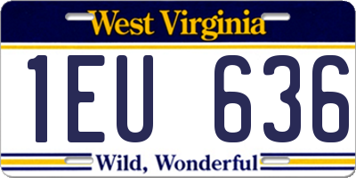 WV license plate 1EU636