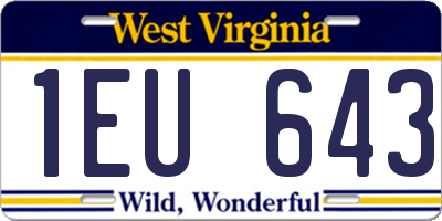 WV license plate 1EU643