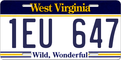 WV license plate 1EU647