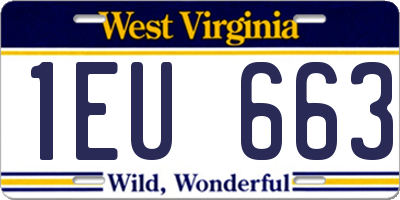 WV license plate 1EU663