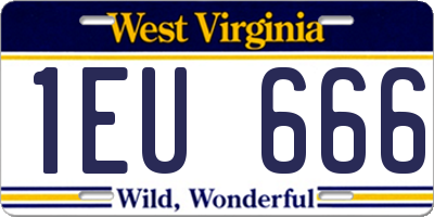 WV license plate 1EU666