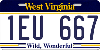 WV license plate 1EU667