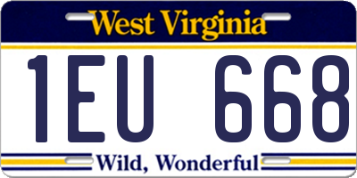 WV license plate 1EU668