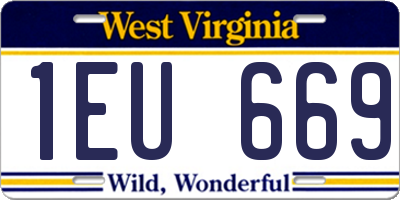 WV license plate 1EU669