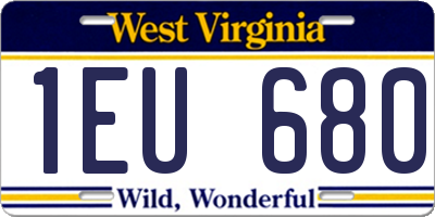 WV license plate 1EU680