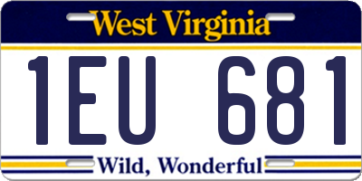 WV license plate 1EU681