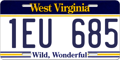 WV license plate 1EU685