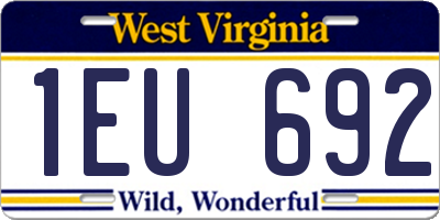 WV license plate 1EU692