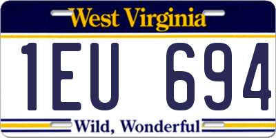WV license plate 1EU694