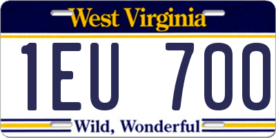 WV license plate 1EU700