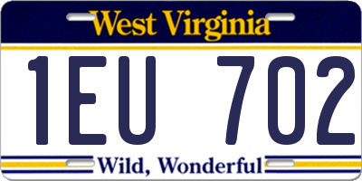 WV license plate 1EU702
