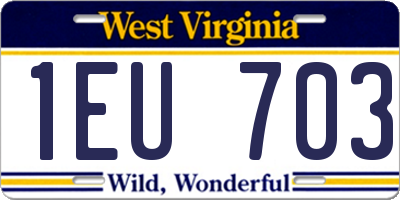WV license plate 1EU703
