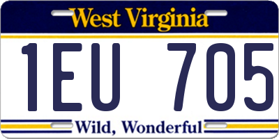 WV license plate 1EU705