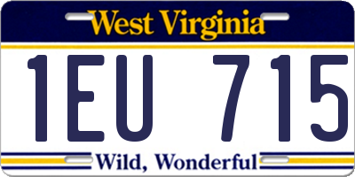 WV license plate 1EU715