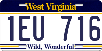 WV license plate 1EU716