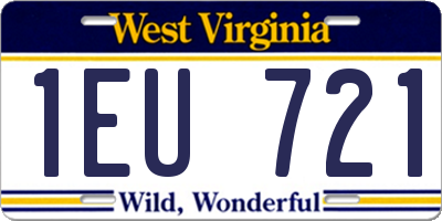 WV license plate 1EU721