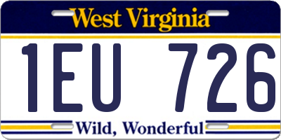 WV license plate 1EU726