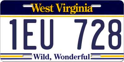 WV license plate 1EU728