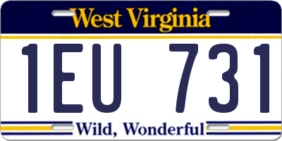WV license plate 1EU731