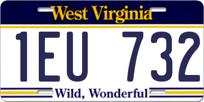 WV license plate 1EU732