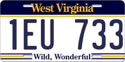 WV license plate 1EU733