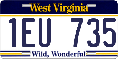 WV license plate 1EU735