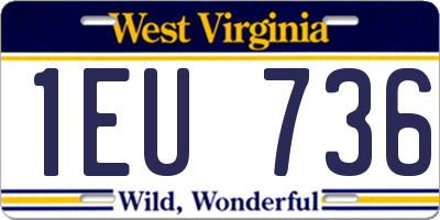 WV license plate 1EU736