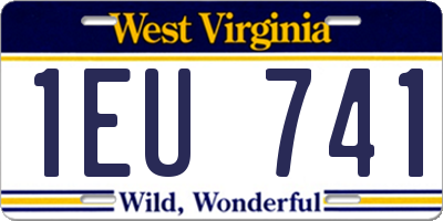 WV license plate 1EU741