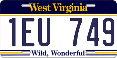 WV license plate 1EU749