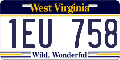 WV license plate 1EU758