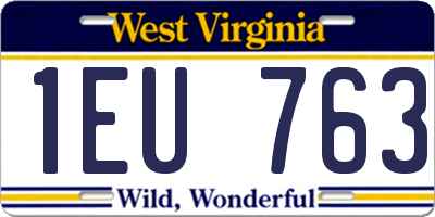 WV license plate 1EU763