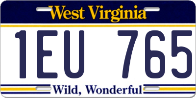 WV license plate 1EU765