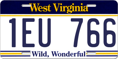 WV license plate 1EU766