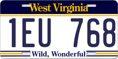 WV license plate 1EU768
