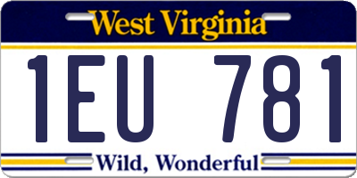 WV license plate 1EU781
