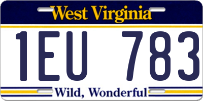 WV license plate 1EU783