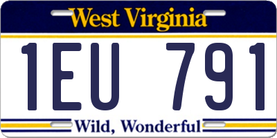 WV license plate 1EU791