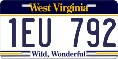 WV license plate 1EU792