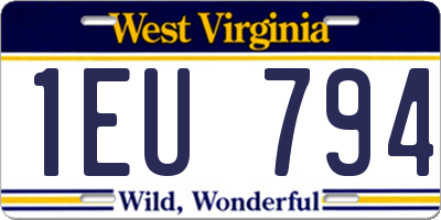 WV license plate 1EU794