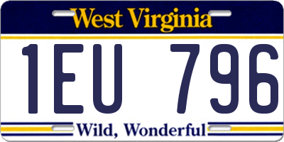 WV license plate 1EU796
