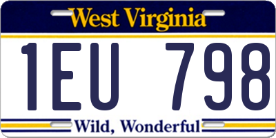 WV license plate 1EU798